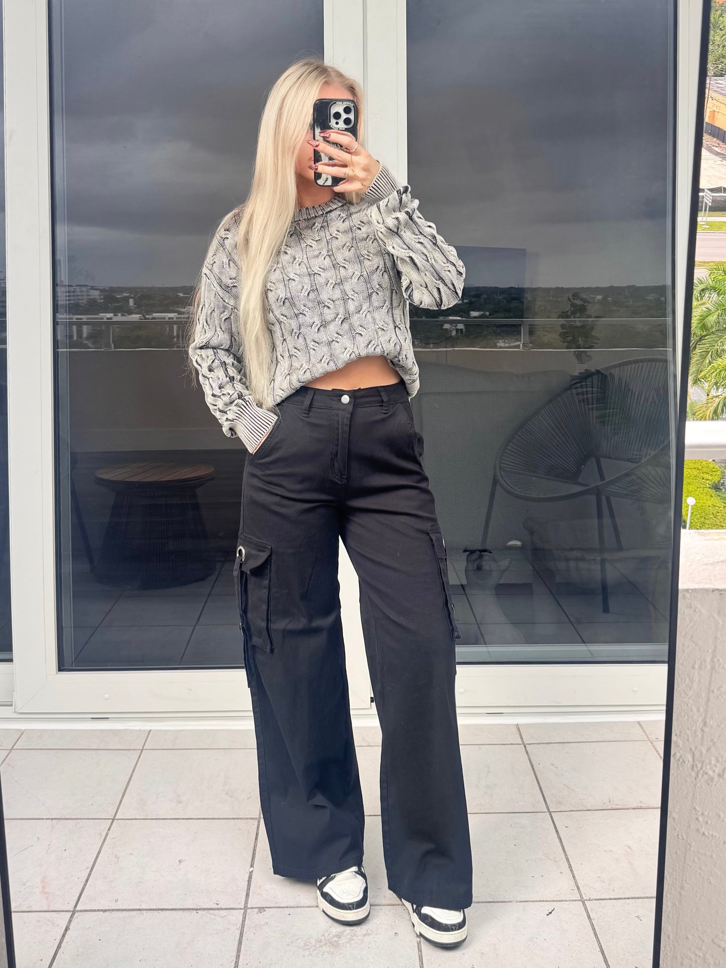 Black Grommet Cargo Pants