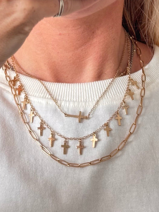 Multi Layer Cross Necklace