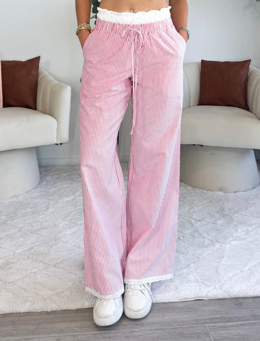 Eyelet Striped Pants