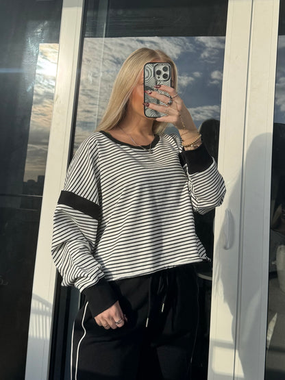 Striped Cutout Pullover