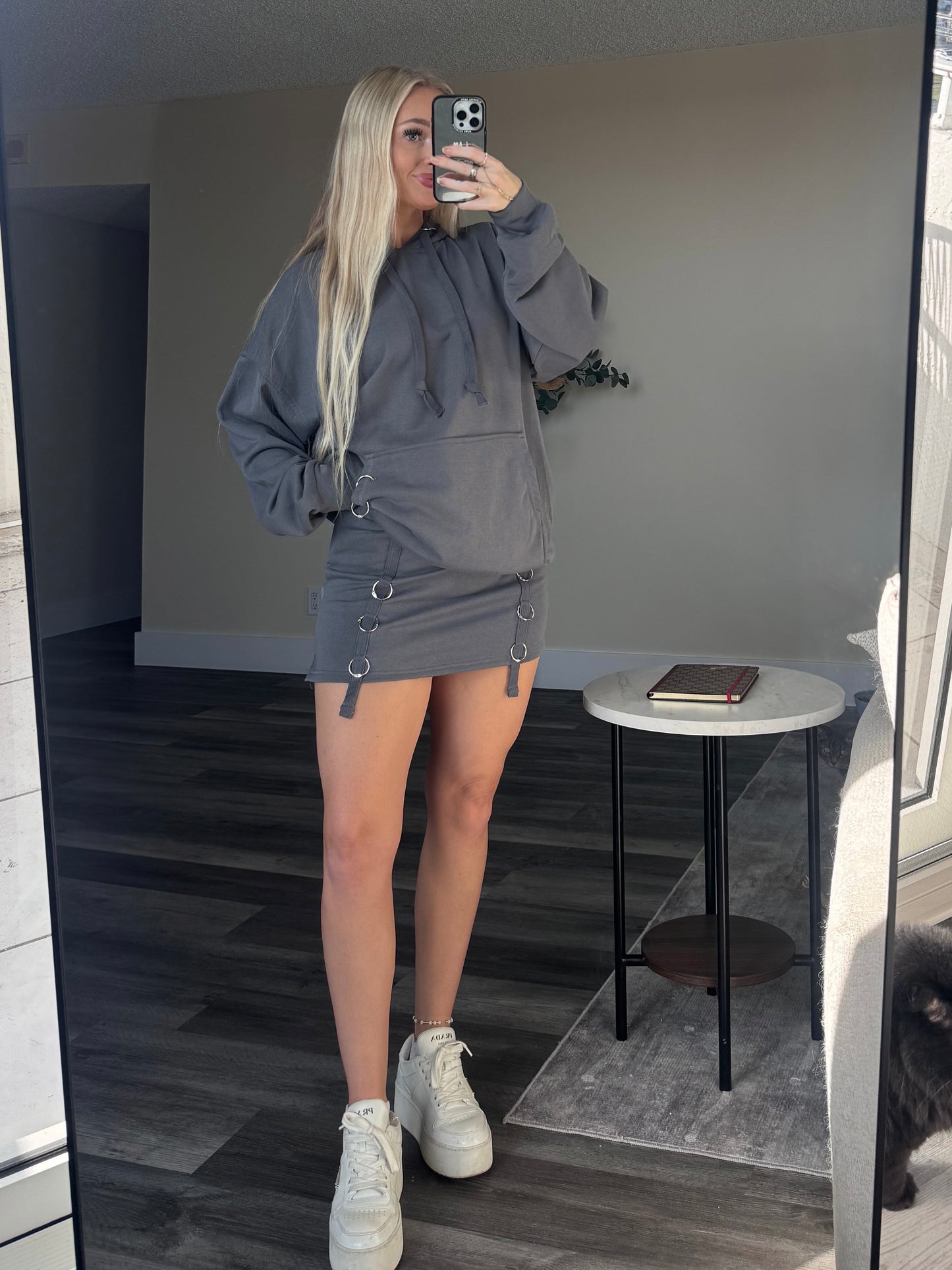 Metal Ring Grey Skort Set