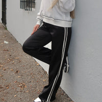 Black Satin Lace Pants