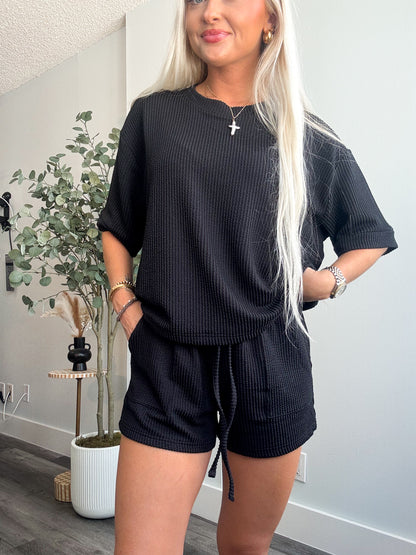 Taylor Ribbed Set- Black