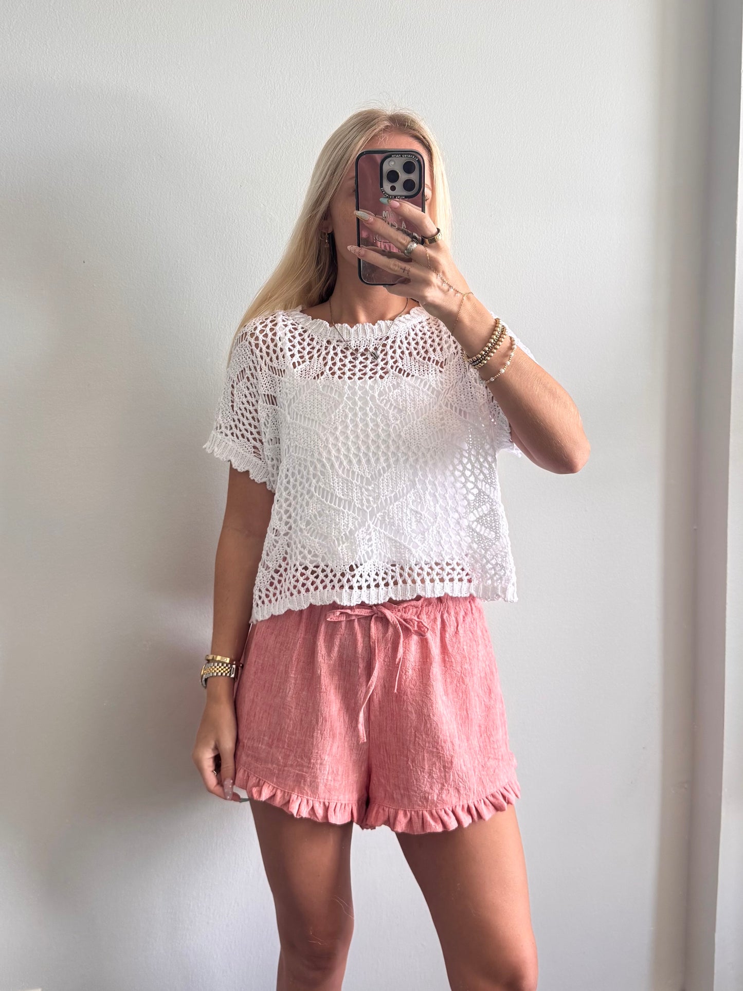 White Crochet Top