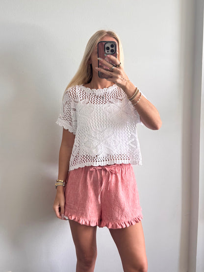 White Crochet Top