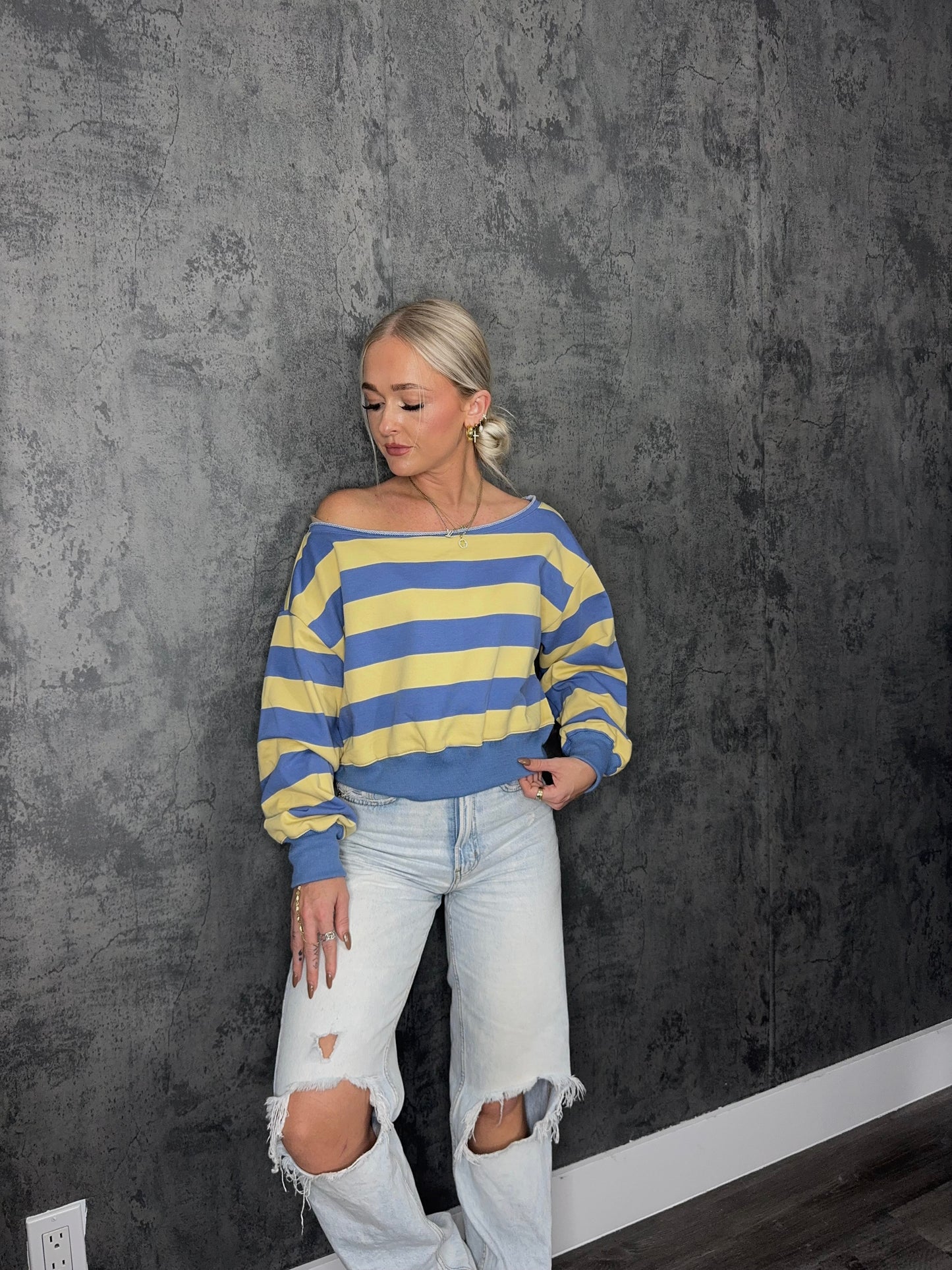 Blue & Yellow Striped Pullover