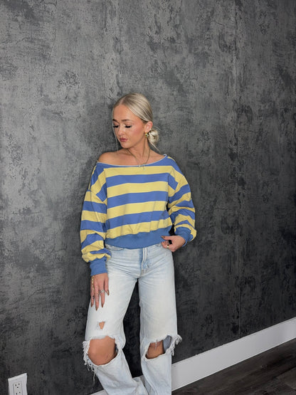 Blue & Yellow Striped Pullover