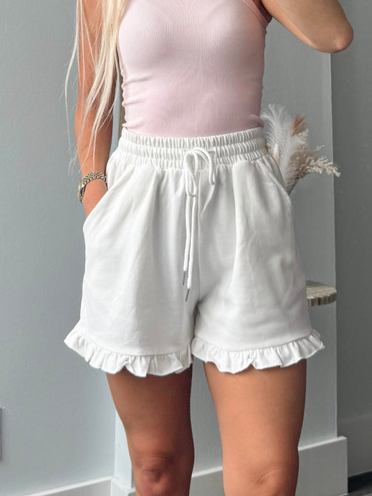 White Ruffle Shorts