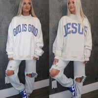 PRE ORDER (DEC) - Reversible Jesus/ God is Good Oversized Mockneck