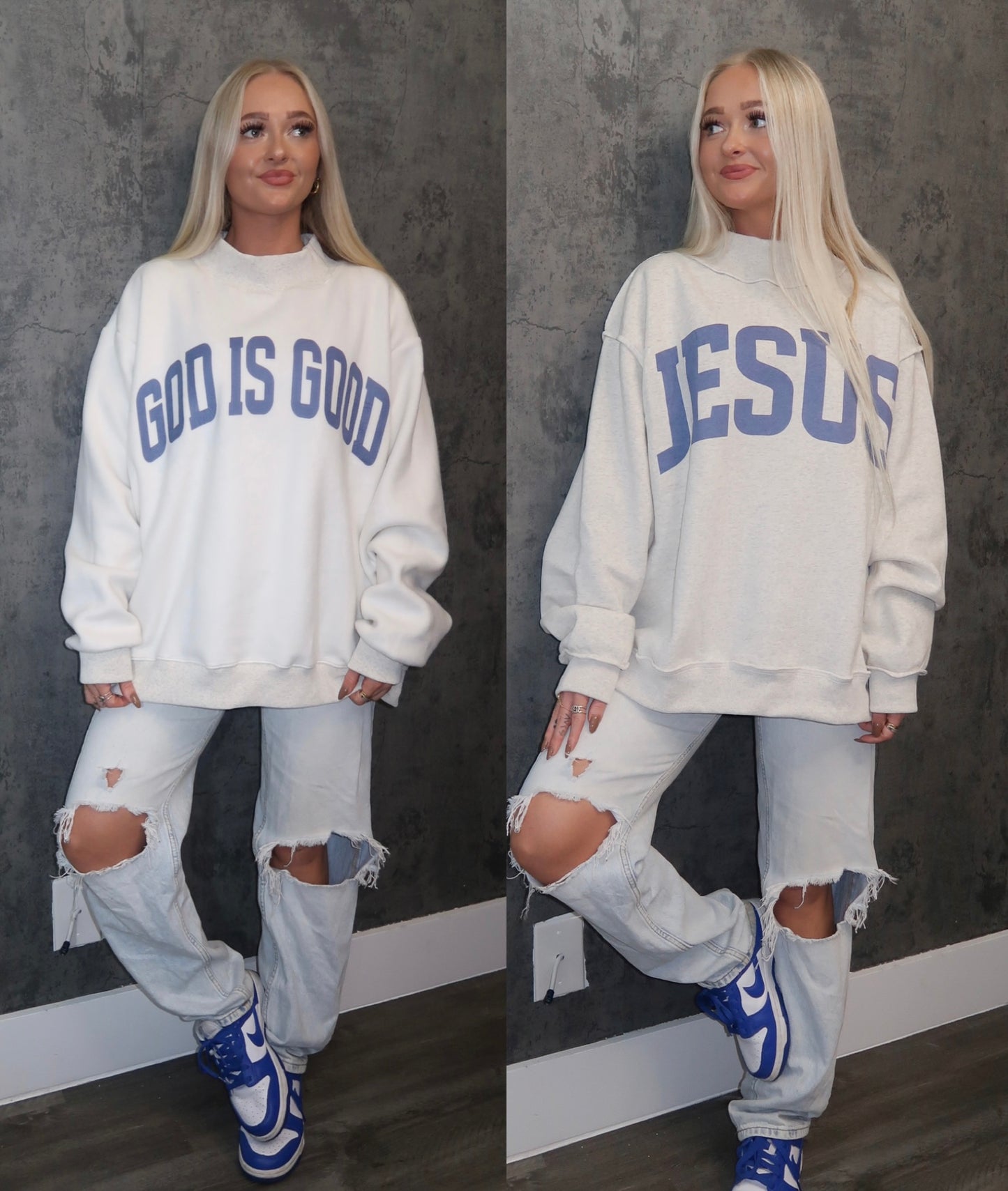 PRE ORDER (DEC) - Reversible Jesus/ God is Good Oversized Mockneck