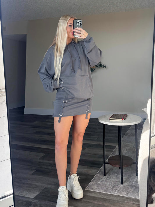 Metal Ring Grey Skort Set