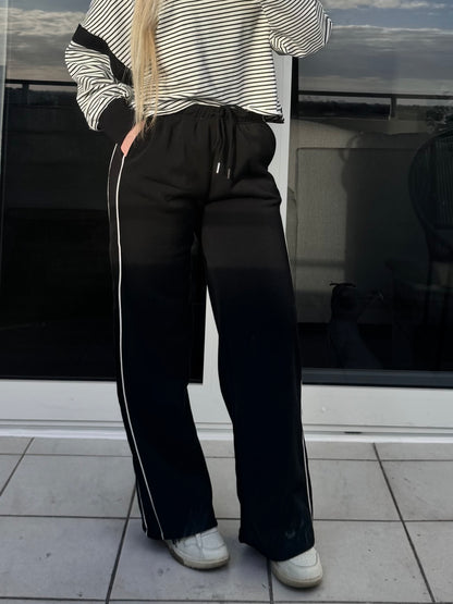 Black with White Piping Sweatpants