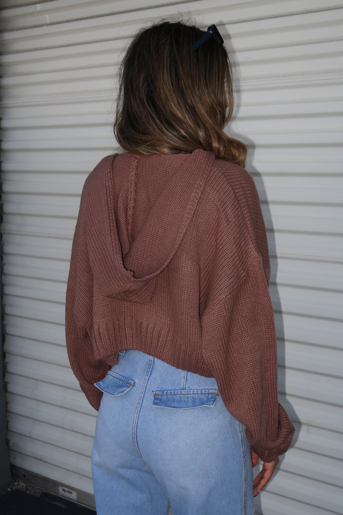 Cropped Knit Zip Up Jacket