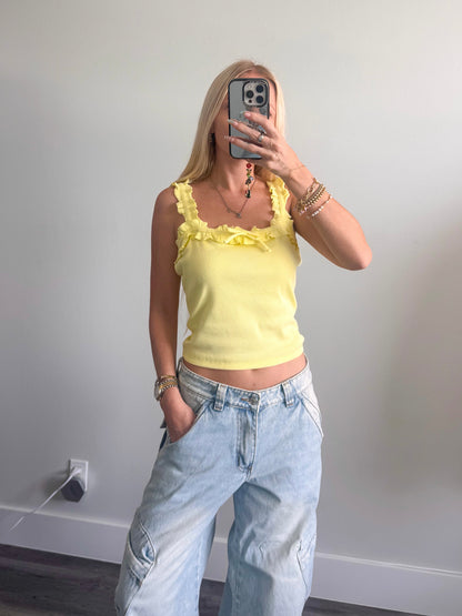 Yellow Ruffle Bow Tank