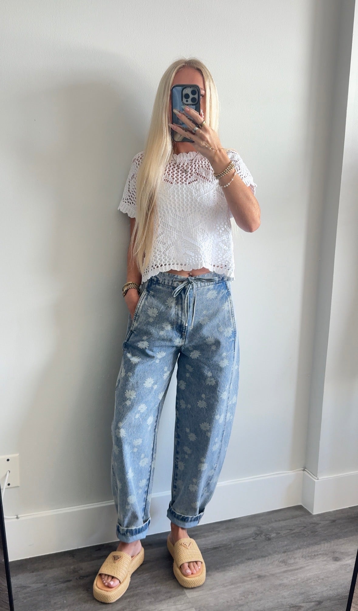 Floral Barrel Jeans