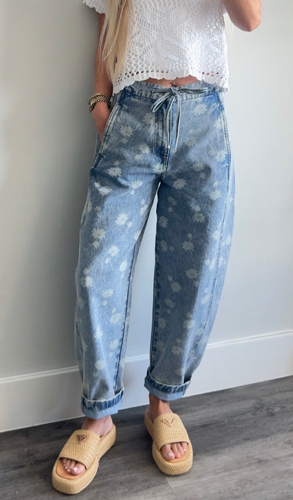Floral Barrel Jeans