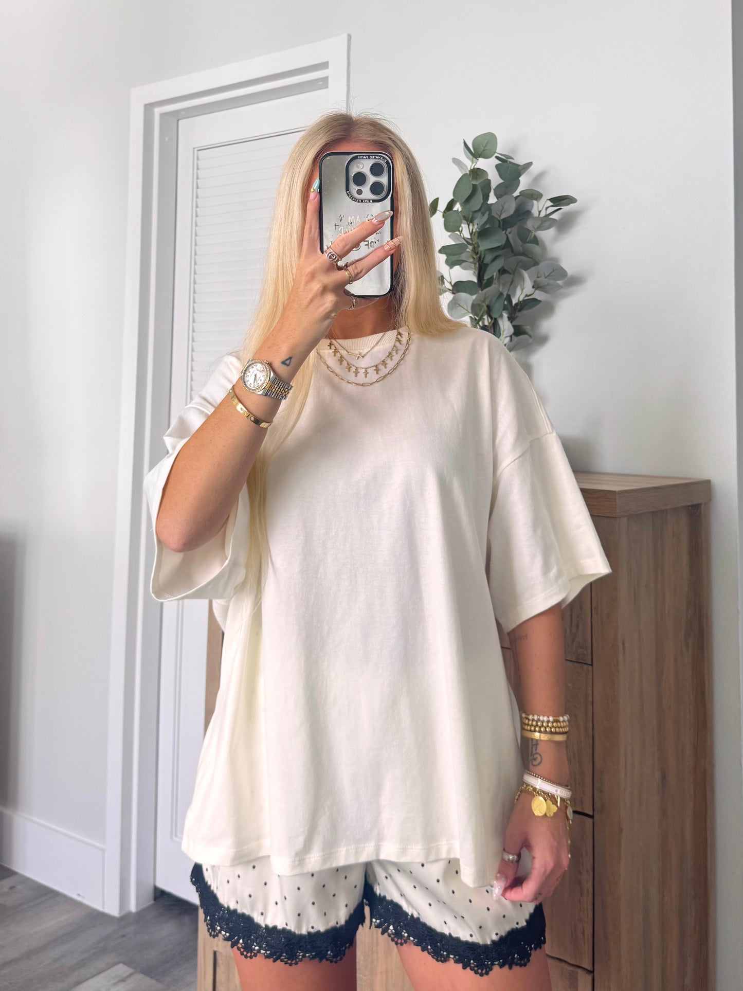 Easygoing Oversized Tee- Cream