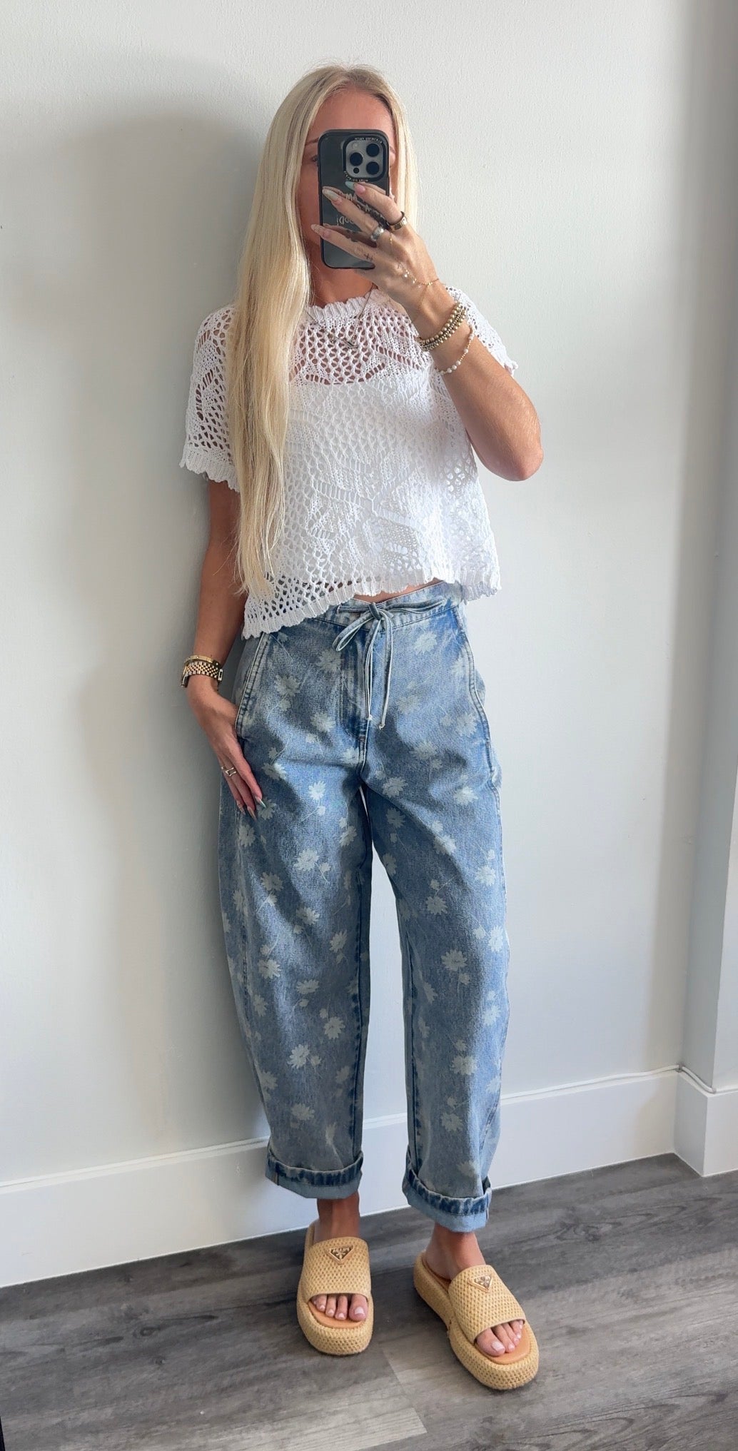Floral Barrel Jeans