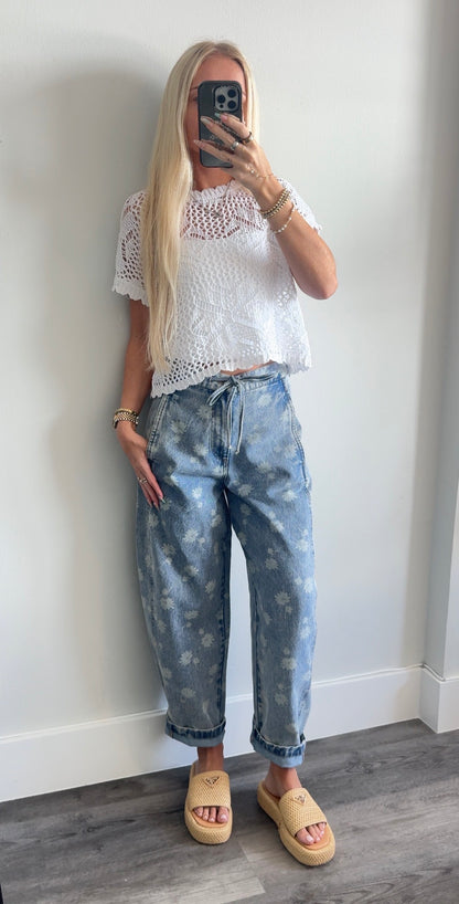 Floral Barrel Jeans