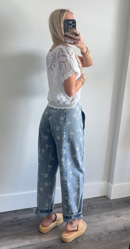 Floral Barrel Jeans