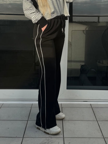 Black with White Piping Sweatpants