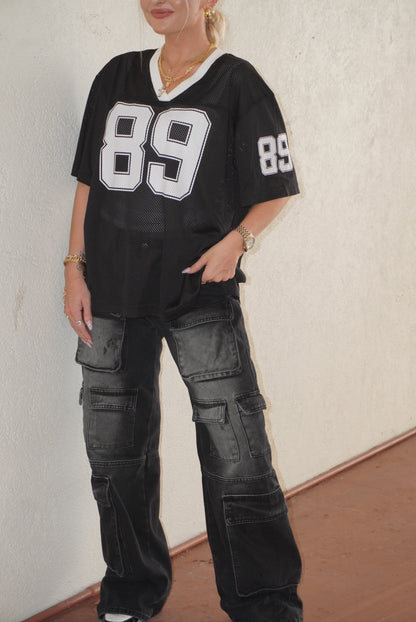 Multi Pocket Black Cargo Jeans