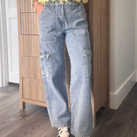 Medium Wash Cargo Jeans