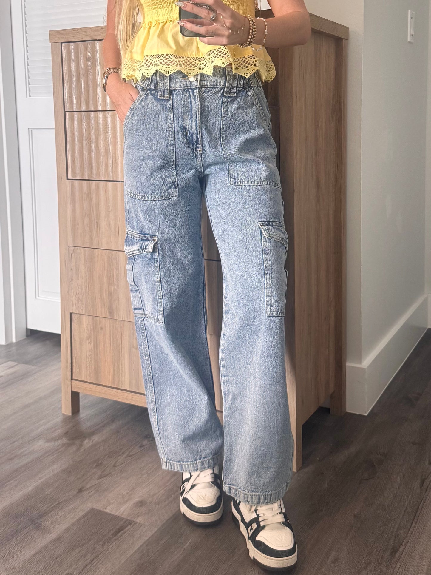 Medium Wash Cargo Jeans