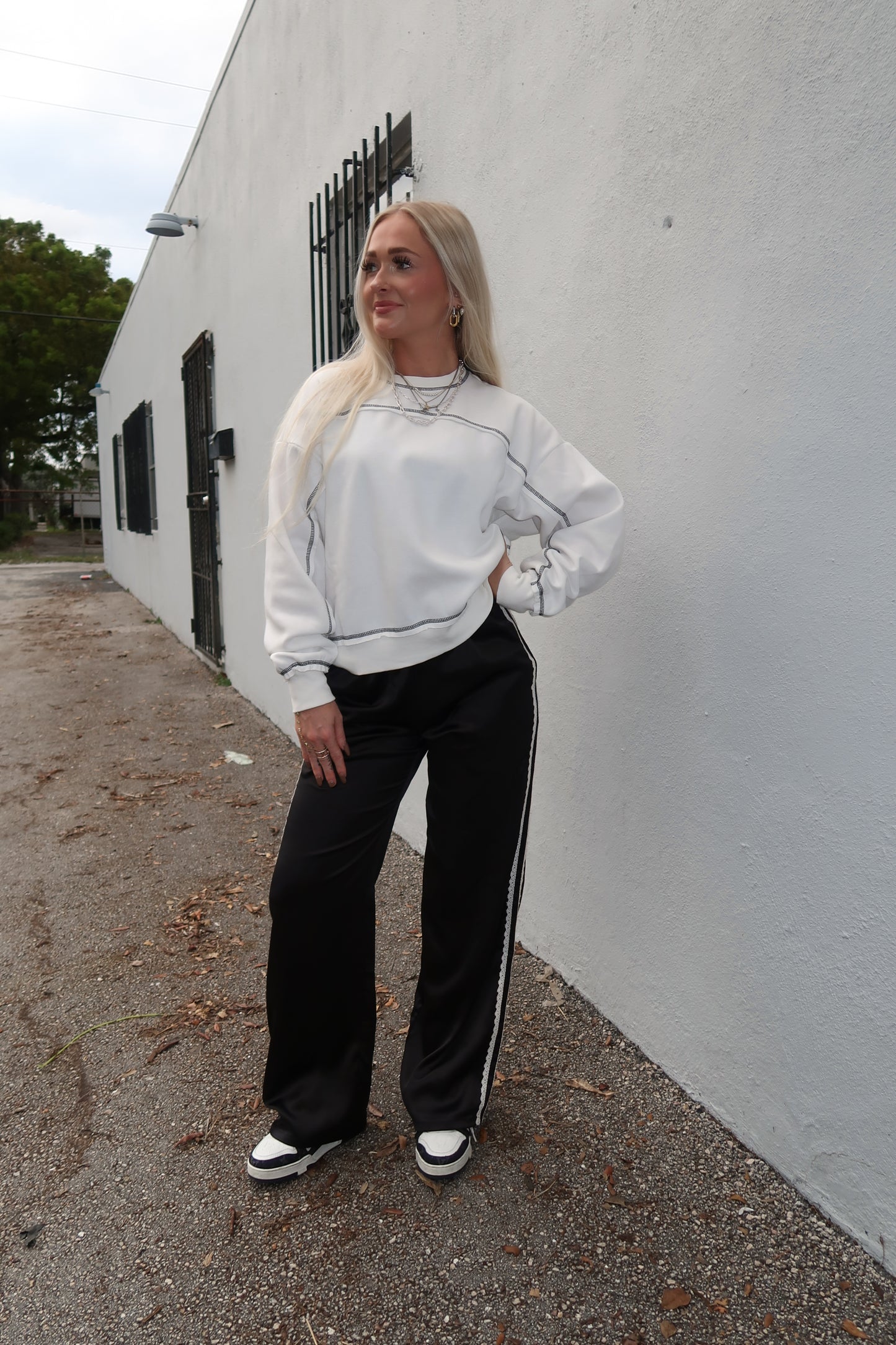 Black Satin Lace Pants