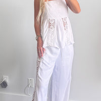 White Crochet Pants Set