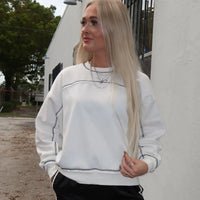 White with Black Stitching Sweatshirt