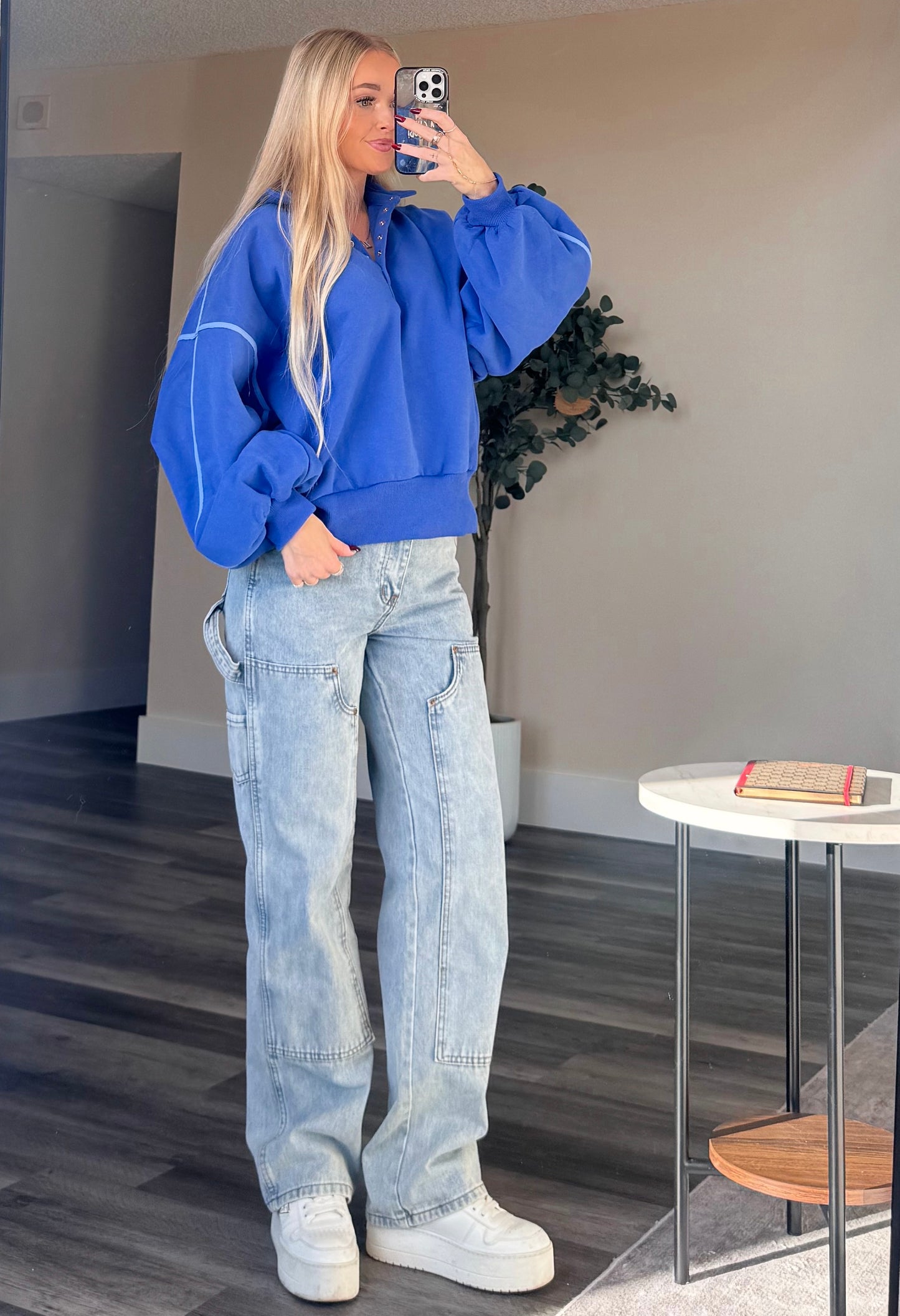 Royal Blue Snap Button Pullover