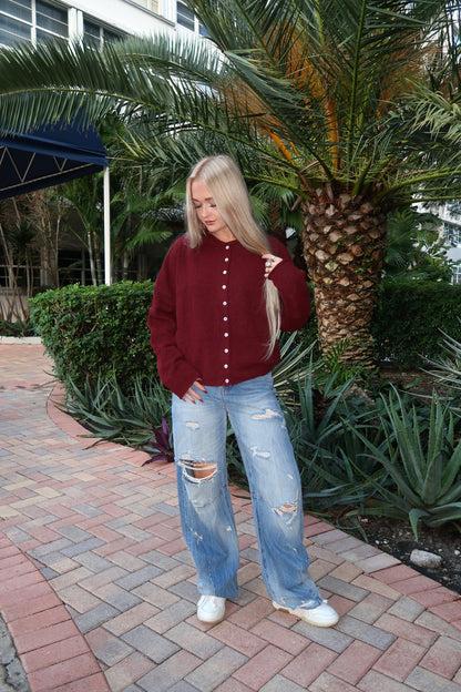 Alexa Cardigan- Wine