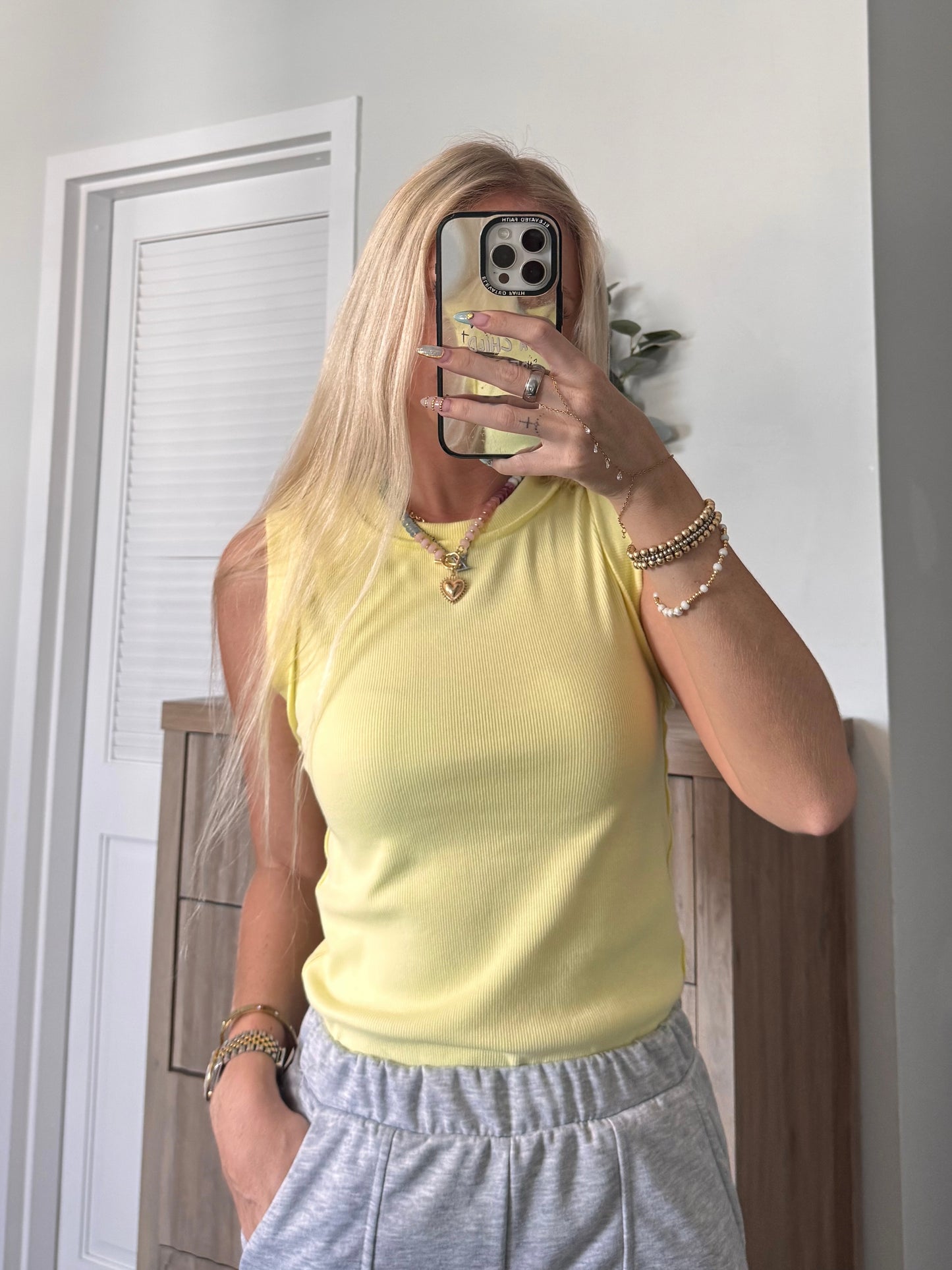 Lemon Day Ribbed Tank Top