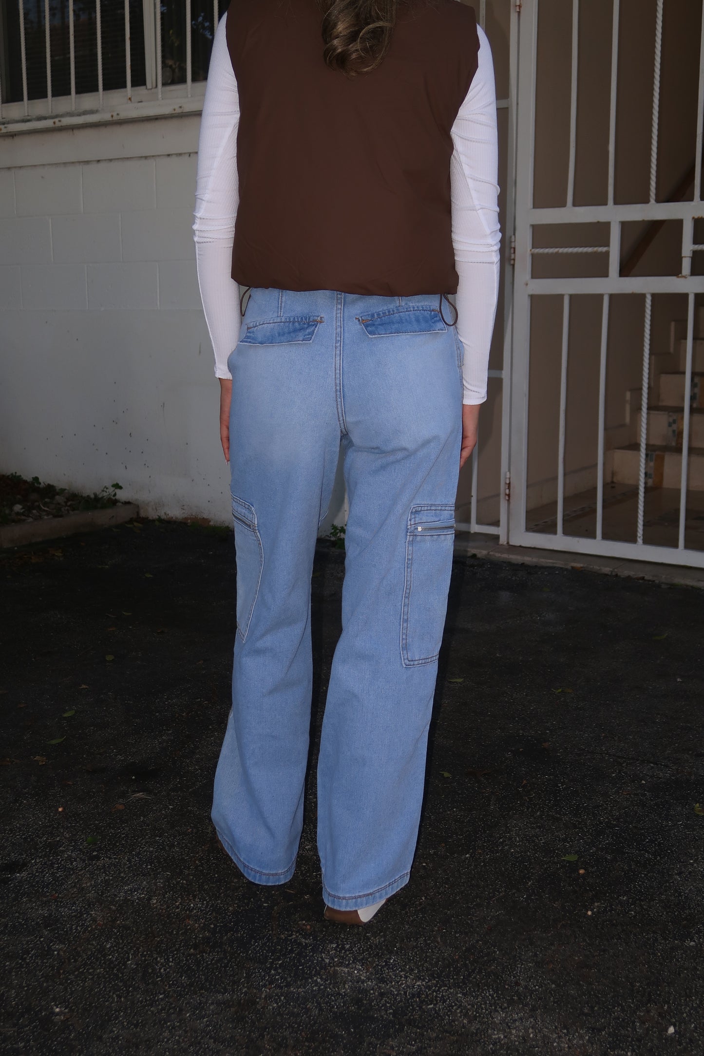 Zipper Pocket Cargo Jeans