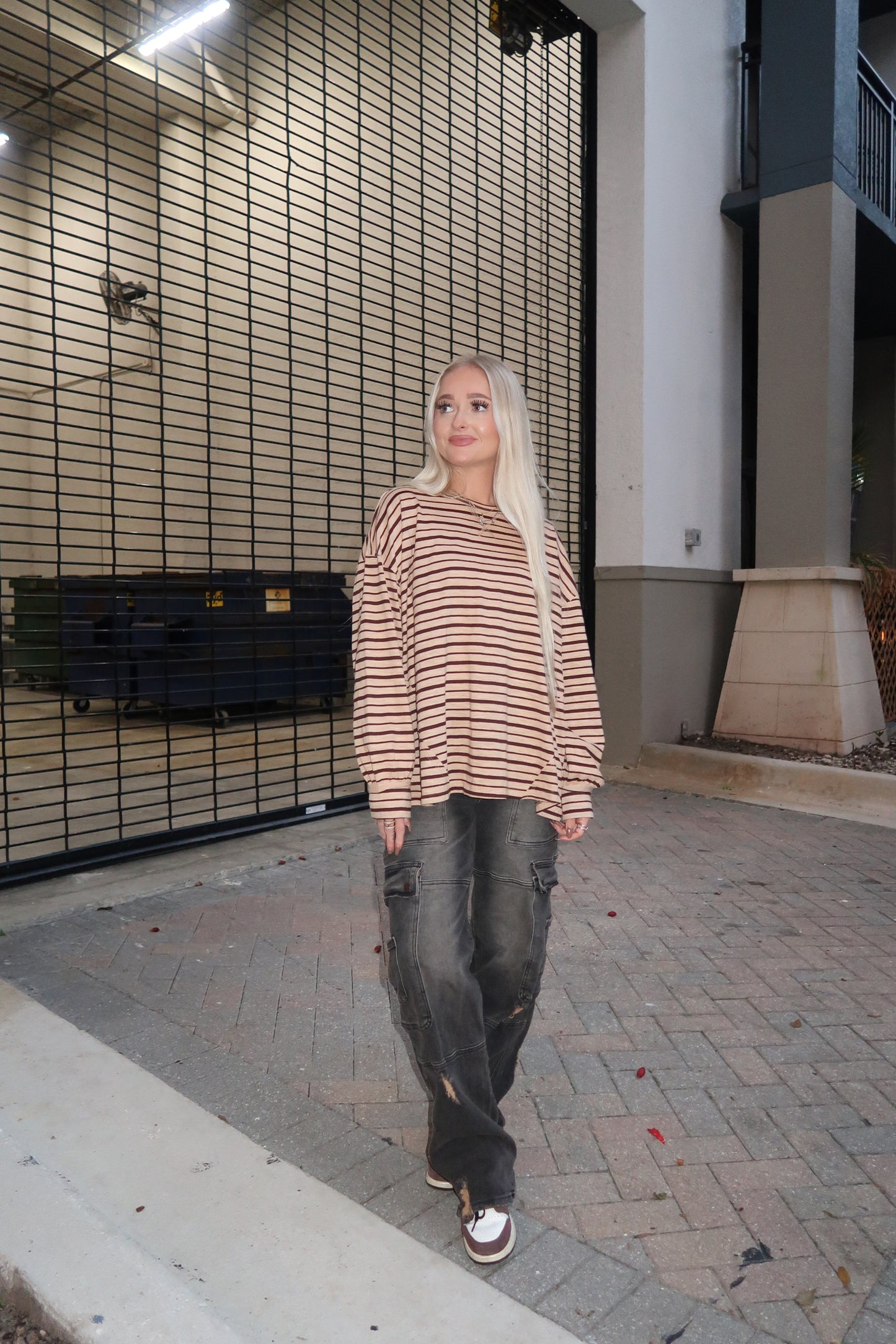 Taupe/ Mocha Striped Long Sleeve