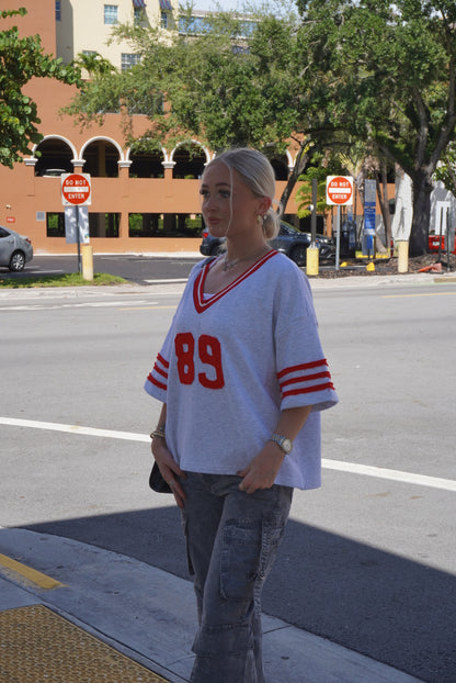 Grey/ Red 89 Cotton Jersey