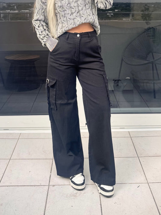 Black Grommet Cargo Pants