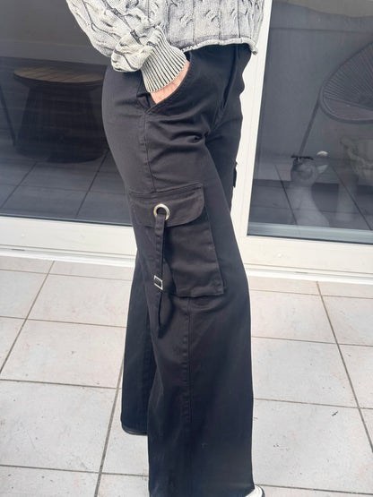 Black Grommet Cargo Pants