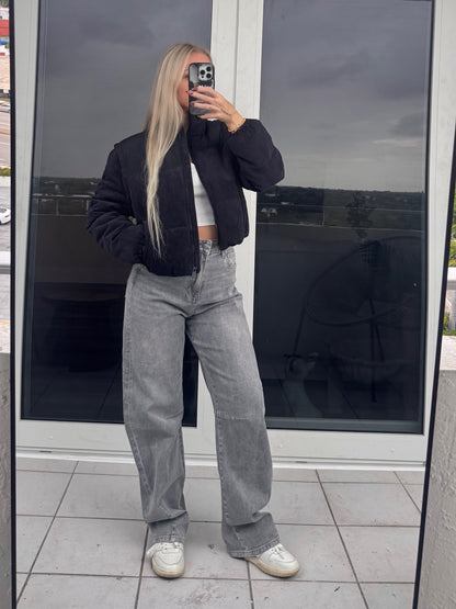 Black Corduroy Puffer Jacket