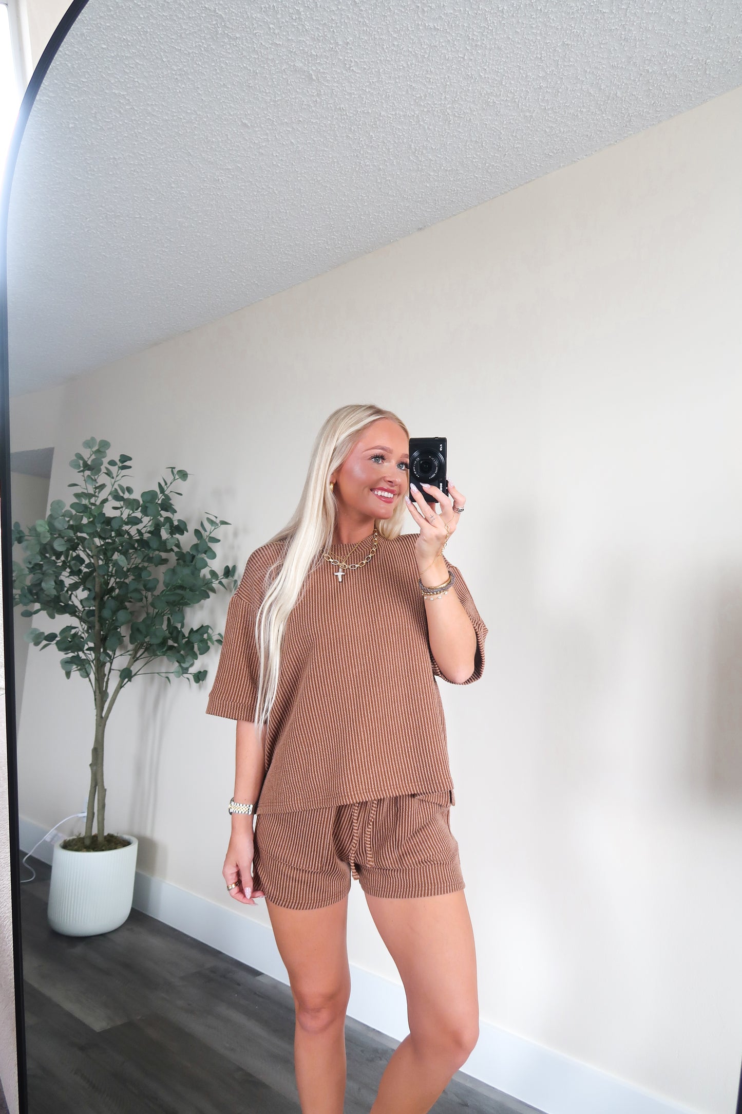 Taylor Ribbed Set- Brown