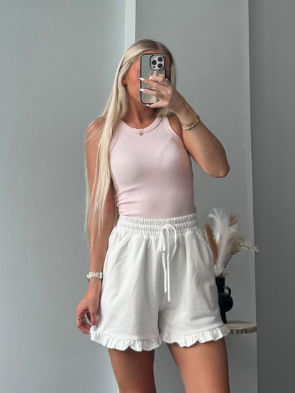 White Ruffle Shorts