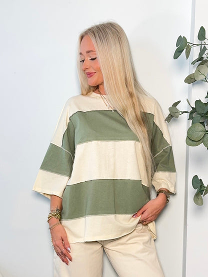 Drop Shoulder Striped Tee