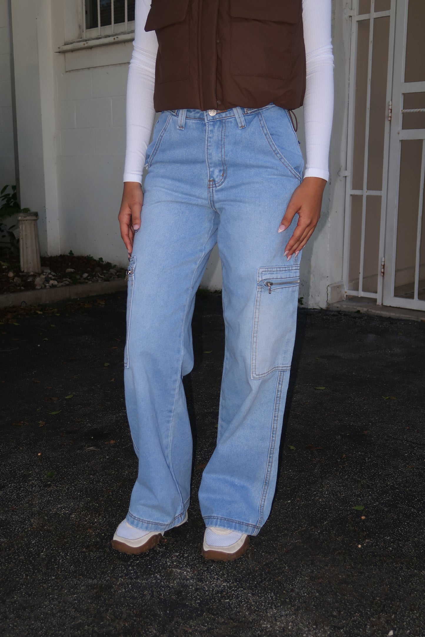 Zipper Pocket Cargo Jeans