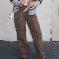 Brown Nylon Cargo Pants