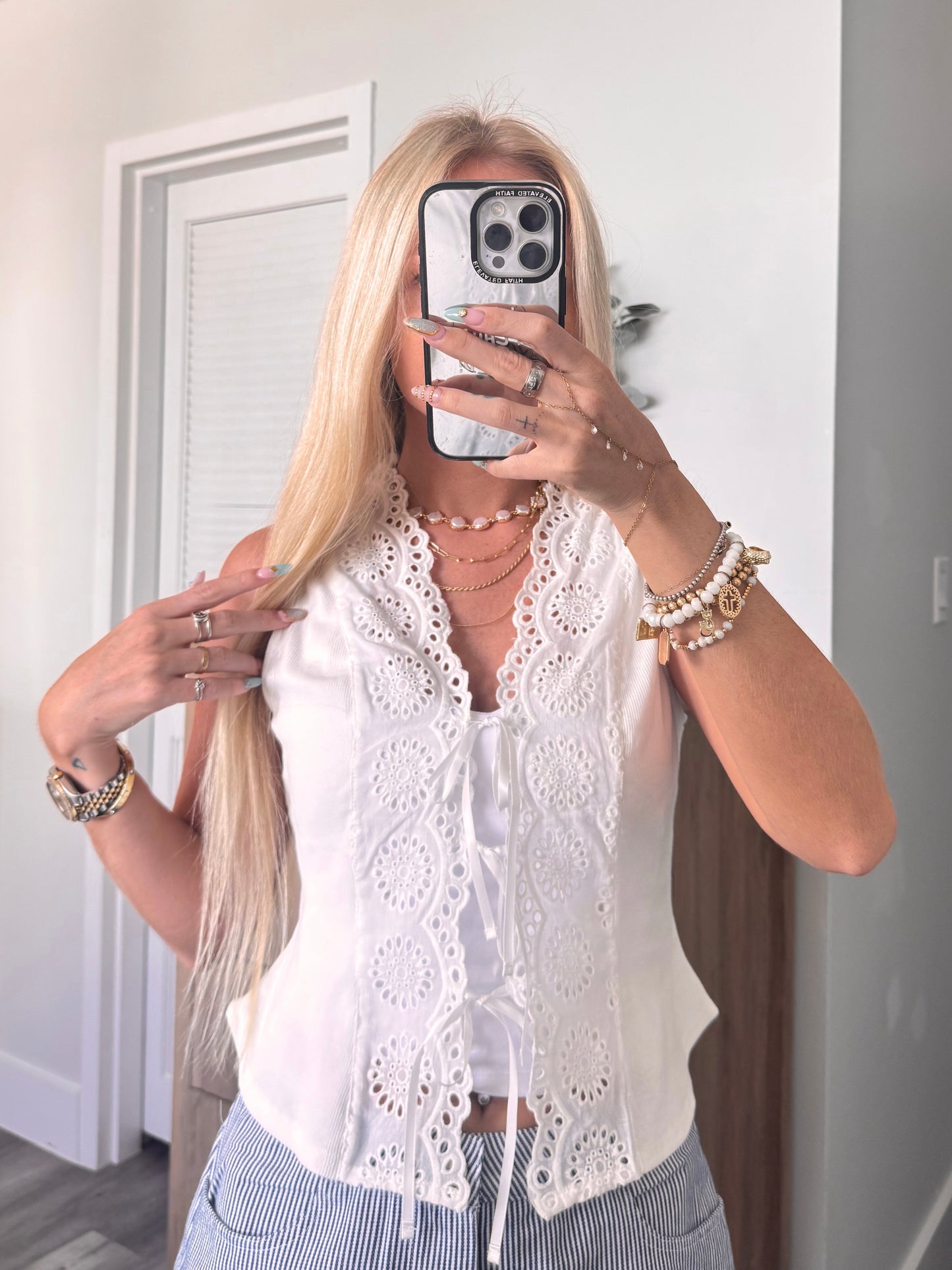 Haven Eyelet Tank- White