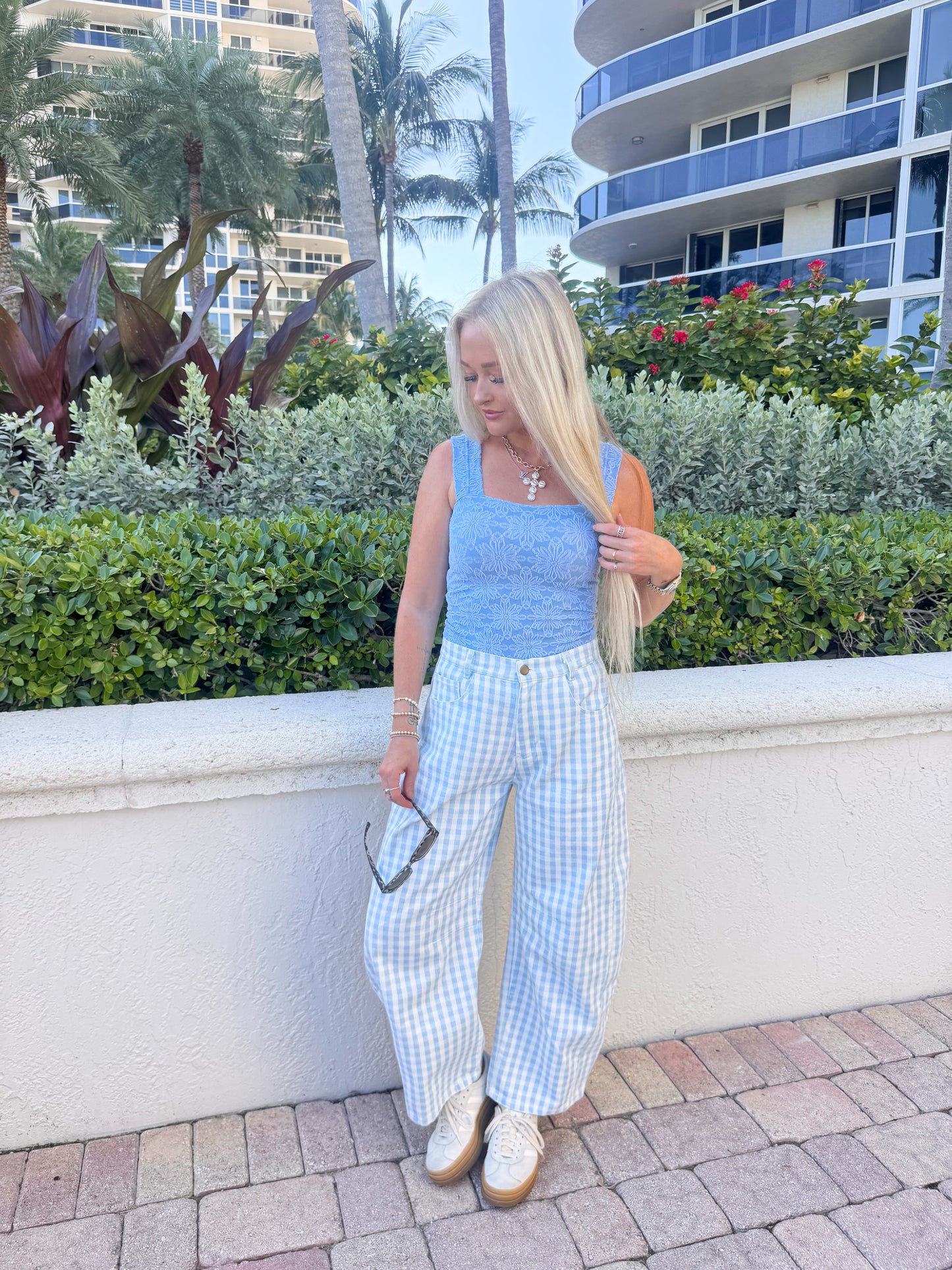 Blue Gingham Barrels