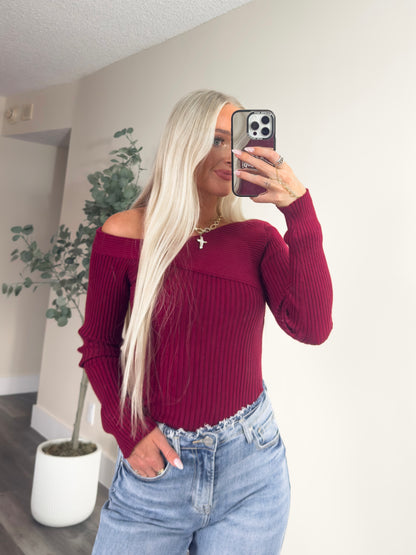 McKenna Knit Long Sleeve- Wine