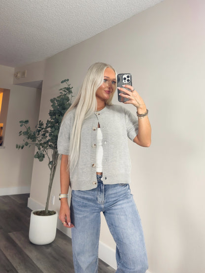 Grace in Grey Short Sleeve Cardigan