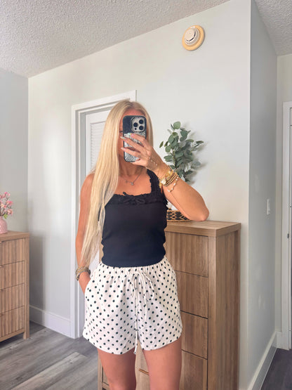 Black Ruffle Bow Tank